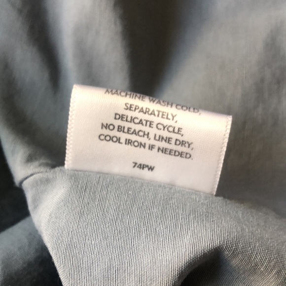 Eileen Fisher Cotton Long Jacket Zip‎ Up Blue Italian Collar - Picture 9 of 9